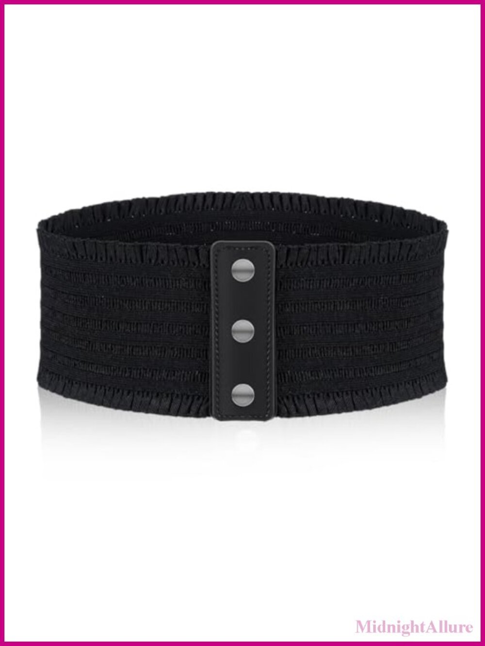 Wide Elastic Waist Belt for Women Lace Embellished Snap Fastener Dress Belt